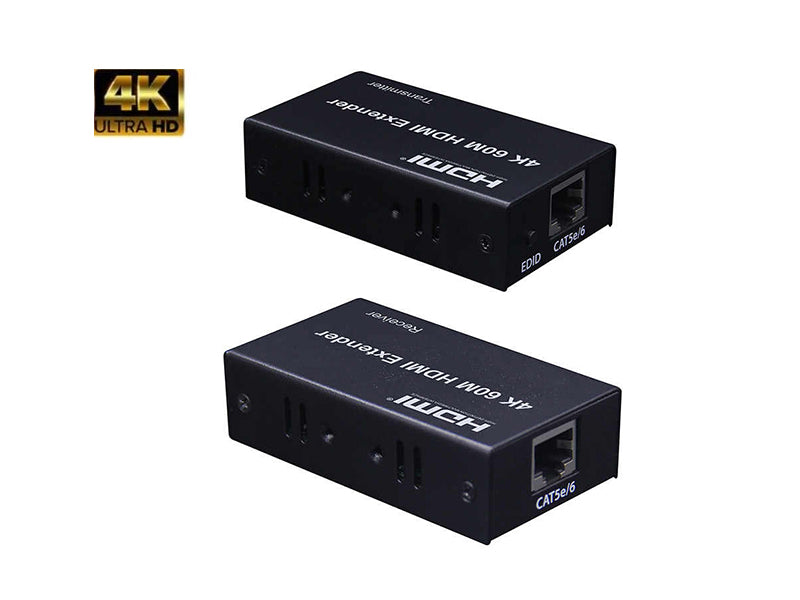 4K Extender HDMI over signal CAT5e/CAT6 up to 60M_Transmitter & Receiver kit _Black