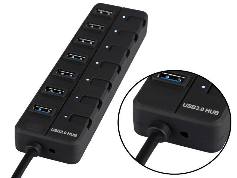 USB 3.0 Hub, 7 ports w/power