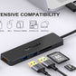 QGeeM 5-in-1 TYPE-C HUB With SD/TF Card Reader & 3 Ports USB 3.0 [5Gbps Transfer] For Laptop/MacBook - Black