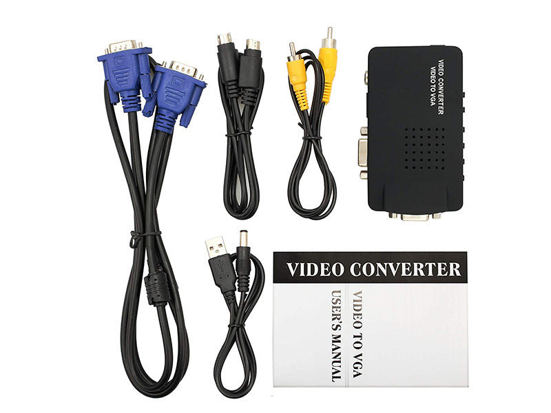 RCA Composite AV S-Video to VGA Converter Box CCTV DVR PC Laptop to TV Projector VGA Input to VGA Output Video Converter Adapter
