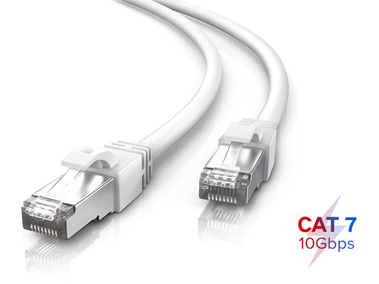 Speedex 75FT Cat 7 High-Speed 10 Gigabit Ethernet Patch Internet Shielded Cable - White