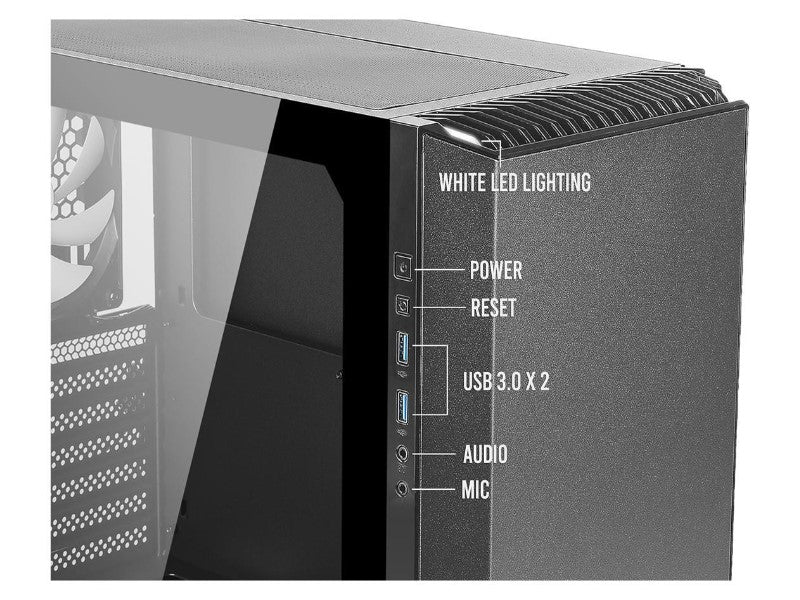Antec Performance Series P82 Flow ATX Mid-Tower Case, Tool-Free Tempered Glass Side Panel, Removable 2.5” SSD Rack, Support for Up to 4 X 2.5” SSDs, White LED, 4 X 140 mm White Blade Fans Included