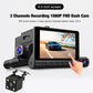 HD1080P 3 Lens (Front+Inner+rear) Car DVR 4 inch IPS touch screen night vision recorder car camera_Black color