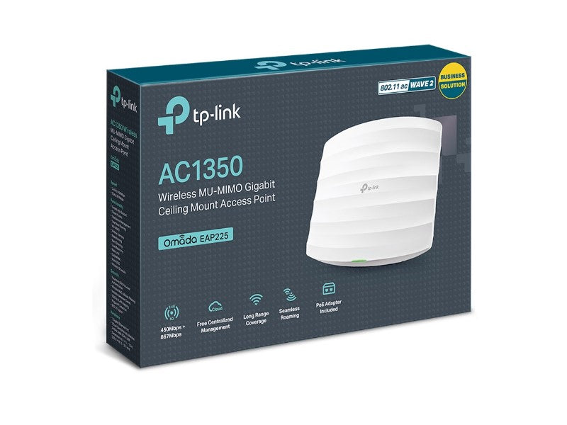 TP-Link AC1350 Wireless MU-MIMO Gigabit Ceiling Mount Access Point - EAP225 V3