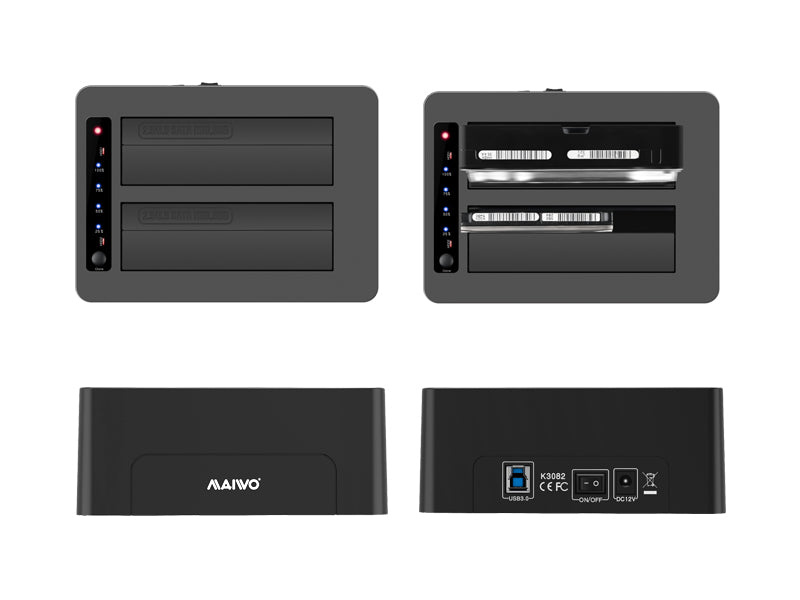 Maiwo K3082 USB3.0 2x Bay Docking Station & Duplicator for 2.5 inch & 3.5 inch HDD/SSD