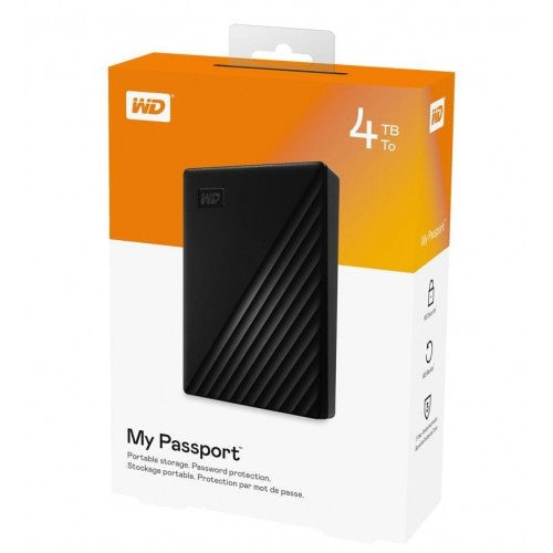 WD 2.5" 4TB My Passport External Hard Drive, Black, New