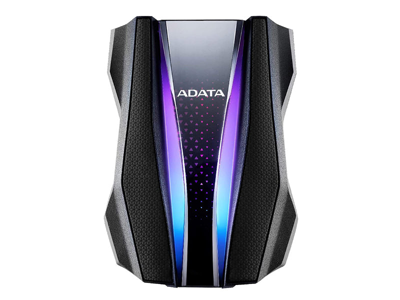 Adata 2TB HD770P Gaming External Hard Drive USB 3.2 with 2 Light Beam Shaped RGB Lighting AHD770G-2TU32G1-CBK -Black