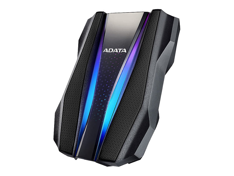 Adata 2TB HD770P Gaming External Hard Drive USB 3.2 with 2 Light Beam Shaped RGB Lighting AHD770G-2TU32G1-CBK -Black