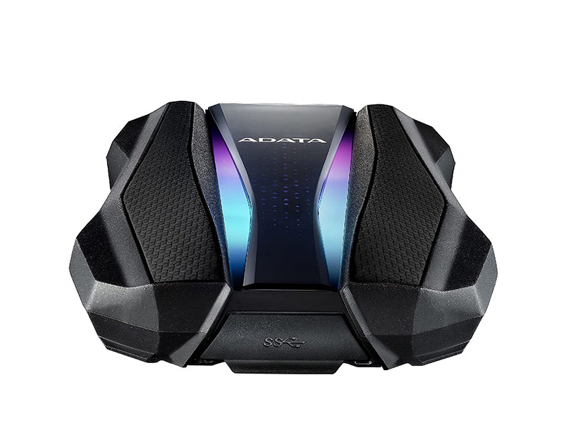 Adata 2TB HD770P Gaming External Hard Drive USB 3.2 with 2 Light Beam Shaped RGB Lighting AHD770G-2TU32G1-CBK -Black