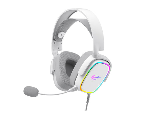 Havit H2035U USB 7.1 RGB lighting Super 50mm, 3D Surround stereo professional gaming headset with attachable Mic design_white color