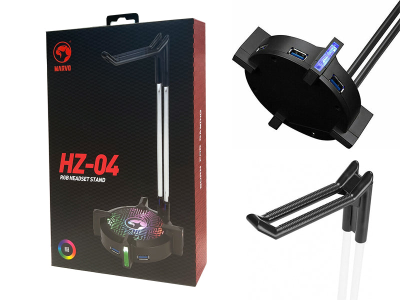 Marvo HZ04 RGB Lighting Premium Headset Stand with 4 X USB ports