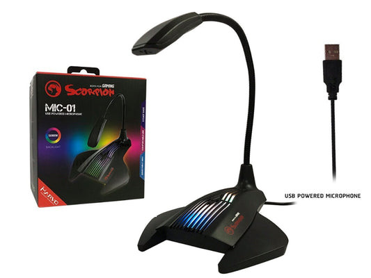 Marvo MIC-01 USB Powered 7-Color and RGB LED gaming Microphone_Black