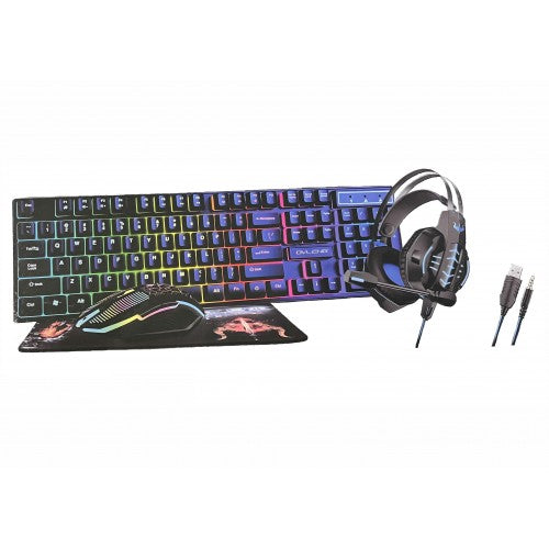 Ovleng JP63 4-in-1 Gaming Combo Set: Wired Keyboard, Mouse, Headset and Mouse Pad