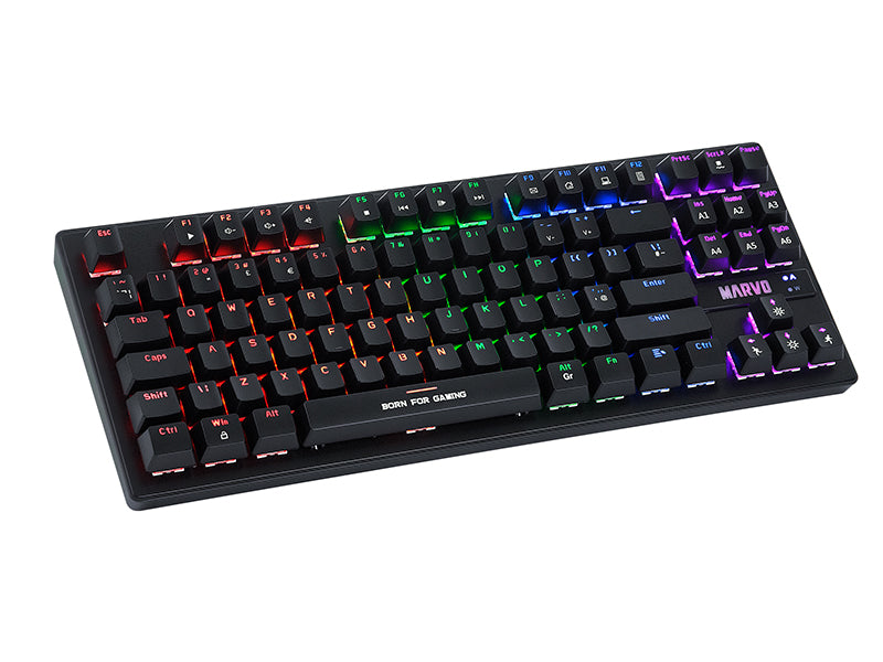 Marvo Scorpion KG901 Wired Mechanical Blue switches 87-key TKL, LED Rainbow backlight, Metal front plate Gaming Keyboard