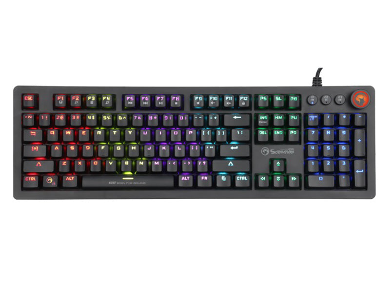 MARVO KG917 Mechanical Blue Switch 107-key, LED Rainbow Backlight Wired Gaming Keyboard_Black