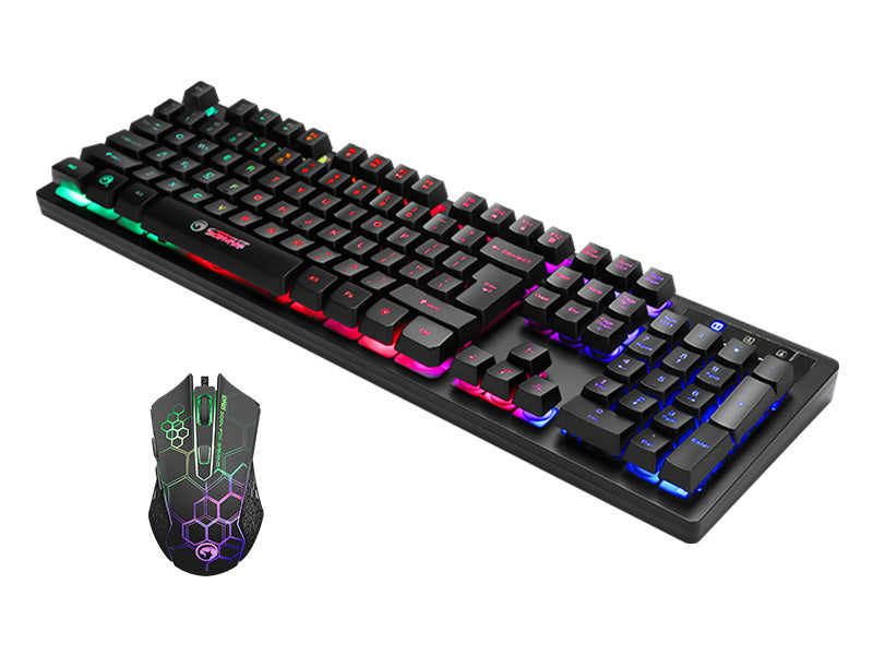 Marvo Wired Rainbow Backlight Membrane Gaming Keyboard & Mouse Combo_Black