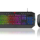 Havit 4-in-1 RGB lighting Mouse + LED Backlit 114-key Multimedia gaming keyboard + 3.5mm Headset + Fine mesh cloth Mouse Pad combo Set_Black color