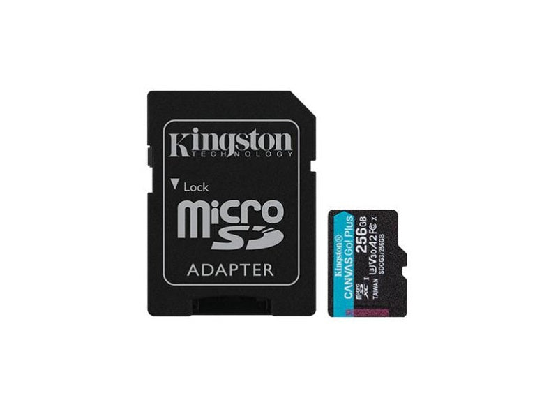 Kingston 256GB MICROSDXC CANVAS GO PLUS 170R A2 U3 V30 CARD+ADP CR