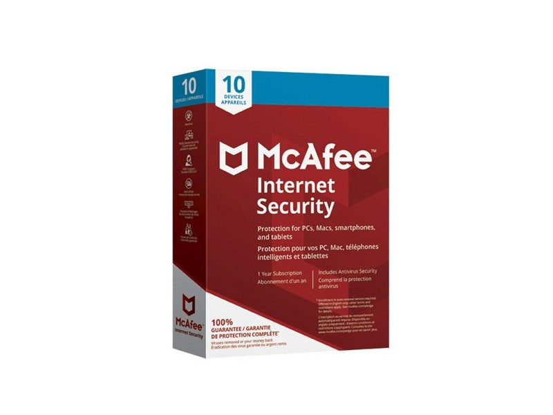 McAfee Internet Security (PC/ Mac/ Android/ Chrome/ iOS) - 10 Users - 1 Year