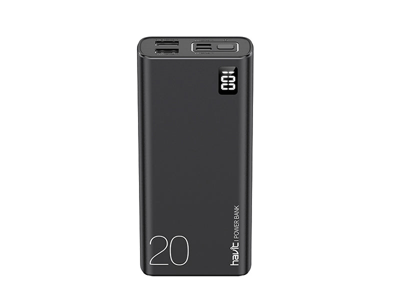Havit PB5004 20000mAh Smart Charging, Dual input PowerBank with LED Display_Black color