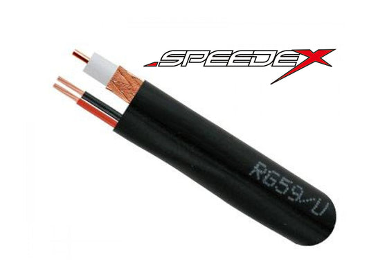 Speedex RG59 Siamese Cable 500ft FT4, 95% copper conductor - Black