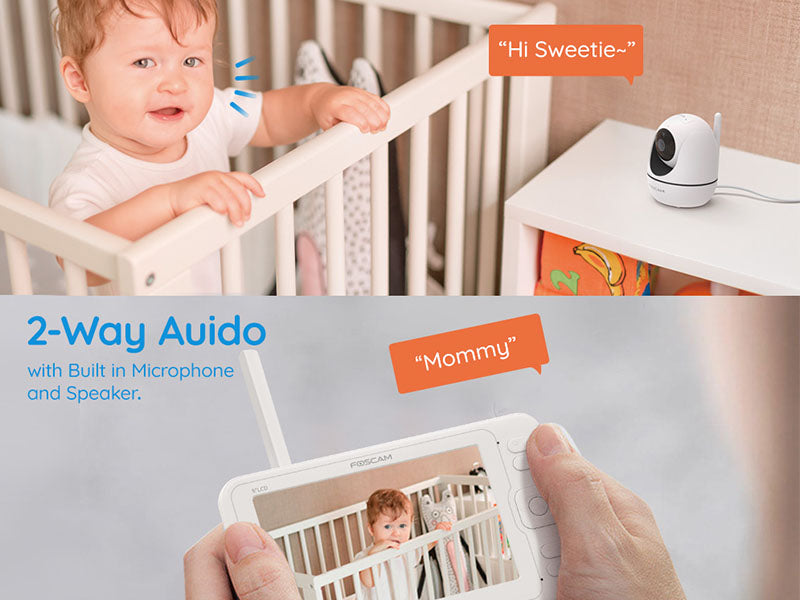 Foscam Baby Monitor with Remote Pan-Tilt-Zoom Camera and 5 Inch LCD Screen