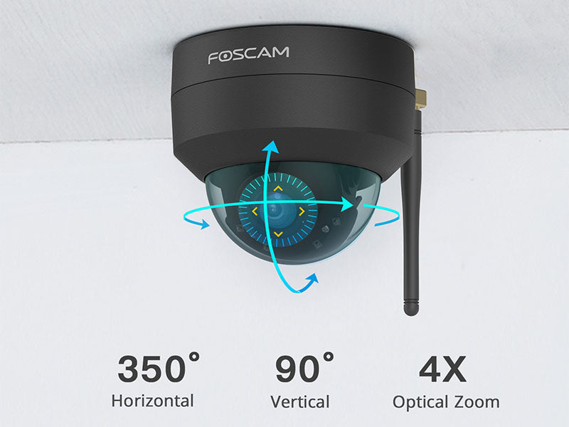 Foscam D4Z 4MP Dual Band Wi-Fi PTZ 4X Optical Zoom Dome IP Camera Black
