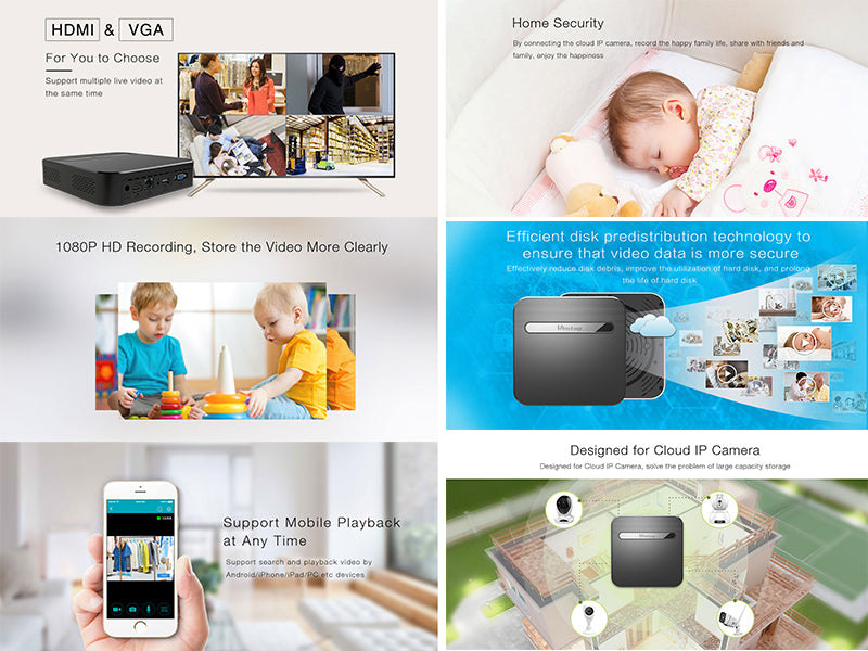 Vimtag Storage Cloudbox with 4TB HDD, Support up to 8 x 5MP IPC Stream, HDMI/VGA Output