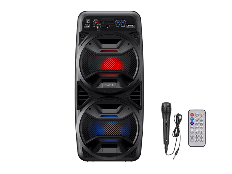 Havit SQ117BT Portable Bluetooth LED lighting 6.5 inch x2 speaker, 10w x2 with Microphone & Remote_Black