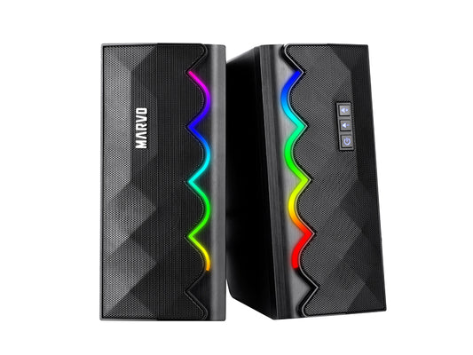 Marvo SG-269 RGB PC gaming speaker with 3.5mm Aux + Wireless Bluetooth V5.0 connection modes