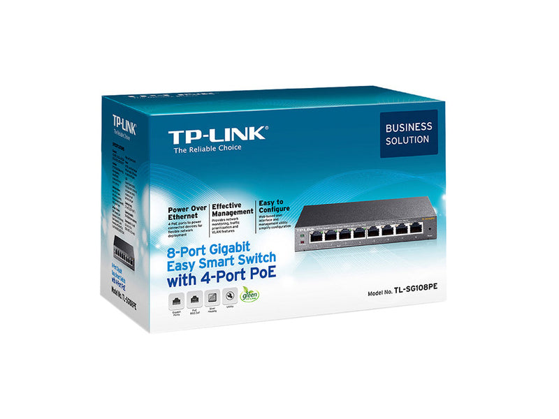 TP-LINK 8-Port Gigabit PoE Web Managed Easy Smart Switch with 4 PoE Ports