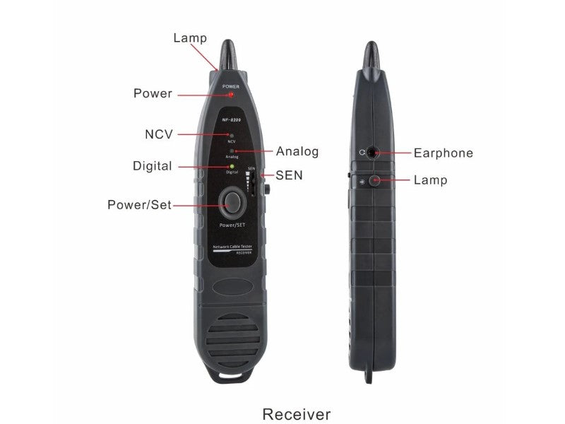 Network Cable Tester Wire Tracker Network Tool Scan Cable Wiremap Tester CAT5 CAT6 Cable Length Measurement, PoE Testing, NCV Function