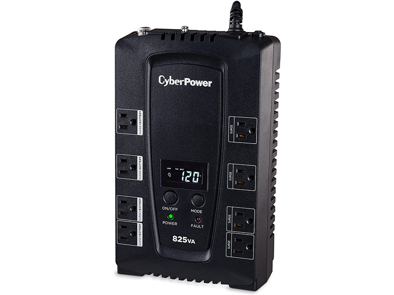 CyberPower Intelligent LCD Series CP825LCD 825 VA 450 Watts 4 x 5-15R Battery/Surge Protected 4 x 5-15R Surge Protected Outlets UPS