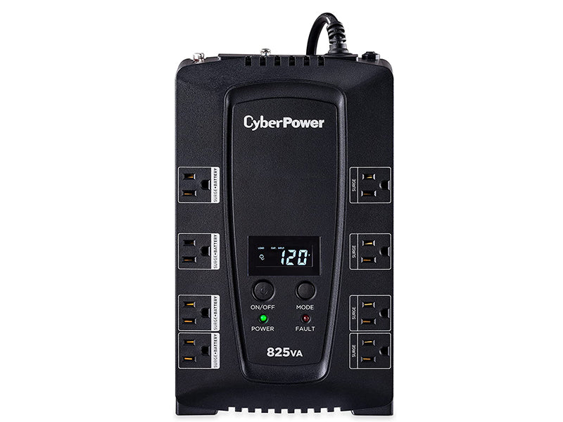 CyberPower Intelligent LCD Series CP825LCD 825 VA 450 Watts 4 x 5-15R Battery/Surge Protected 4 x 5-15R Surge Protected Outlets UPS