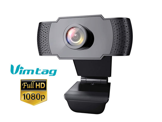 Vimtag Portable Webcam 1080P HD with microphone for skype, video calls , USB Plug and Play