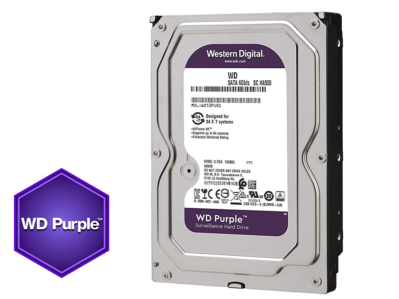 Western Digital 12TB WD Purple Surveillance Internal Hard Drive HDD - 7200 RPM, SATA 6 Gb/s, 256 MB Cache, 3.5 Inch - WD121PURZ